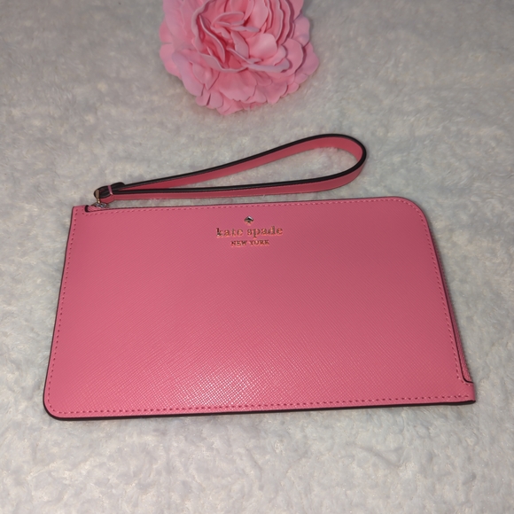 Kate Spade Pink Wristlet Clutch Large Size Fits Phone New Condition Valentines - Picture 6 of 6